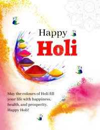 Holi Poster Design | Holi Design | Happy Holi Flyer (US Letter) template